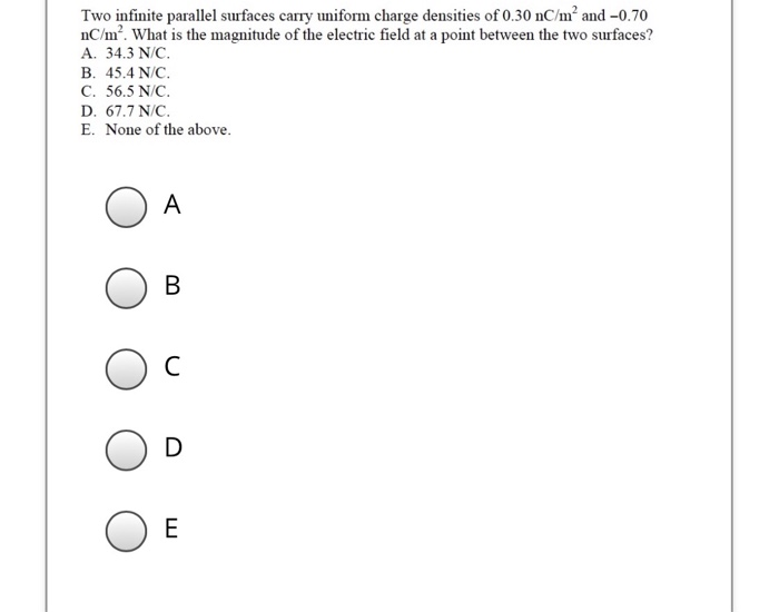 Solved Two Infinite Parallel Surfaces Carry Uniform Charge Chegg