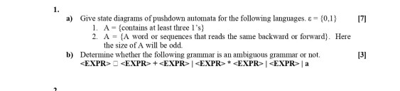 Solved 1 171 A Give State Diagrams Of Pushdown Automata Chegg
