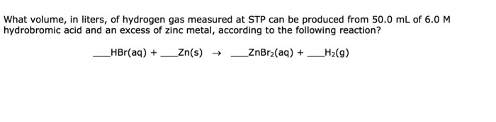 Solved What Volume In Liters Of Hydrogen Gas Measured At Chegg