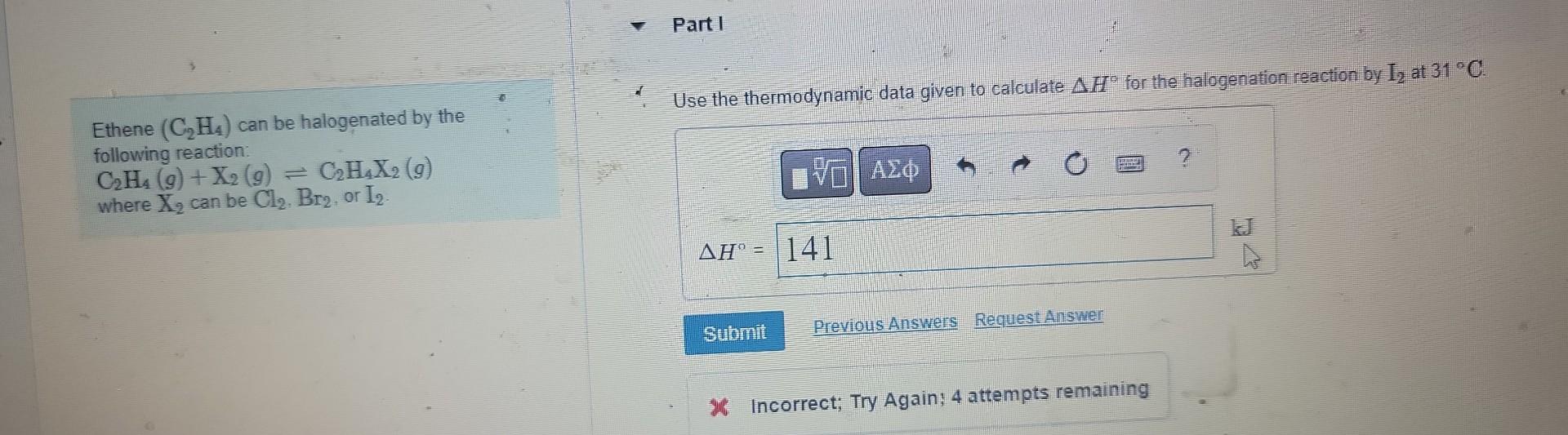 Solved Ethene C2H4 Can Be Halogenated By The Part I Chegg