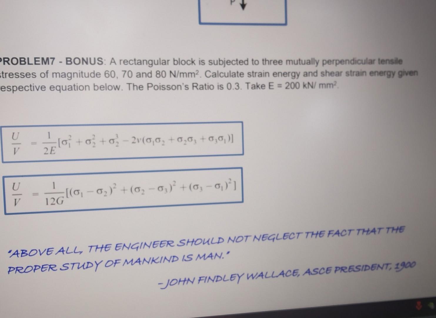 Solved PROBLEM7 BONUS A Rectangular Block Is Subjected To Chegg