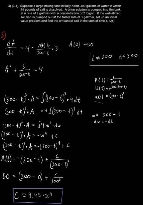 Solved Suppose A Large Mixing Tank Initially Holds Chegg