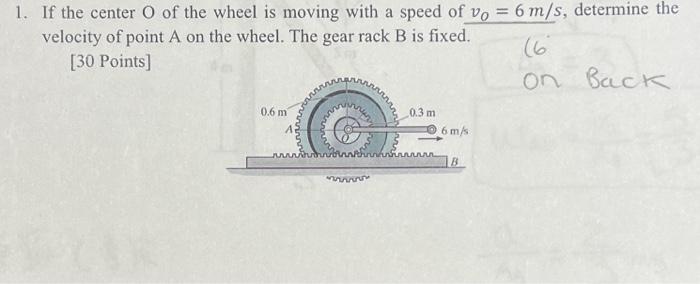 Solved If The Center O Of The Wheel Is Moving With A Chegg