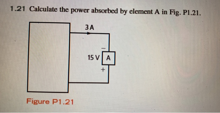 Solved 1 21 Calculate The Power Absorbed By Element A In Chegg