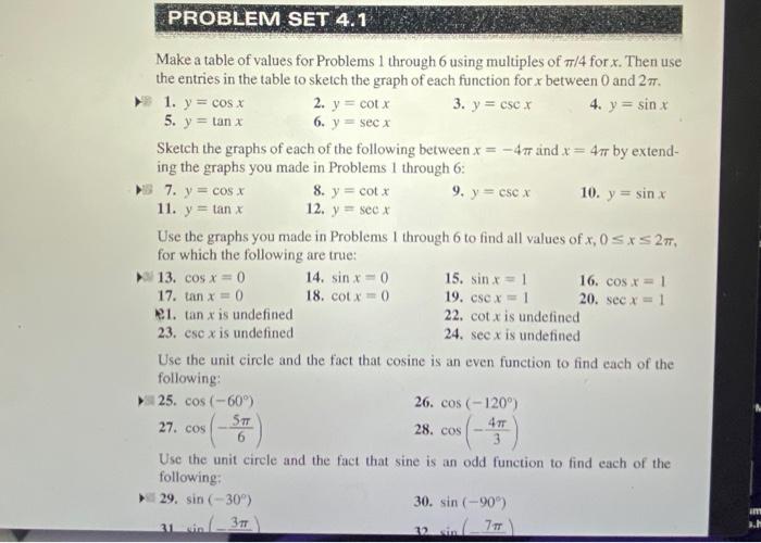 Solved Make A Table Of Values For Problems Through Using Chegg