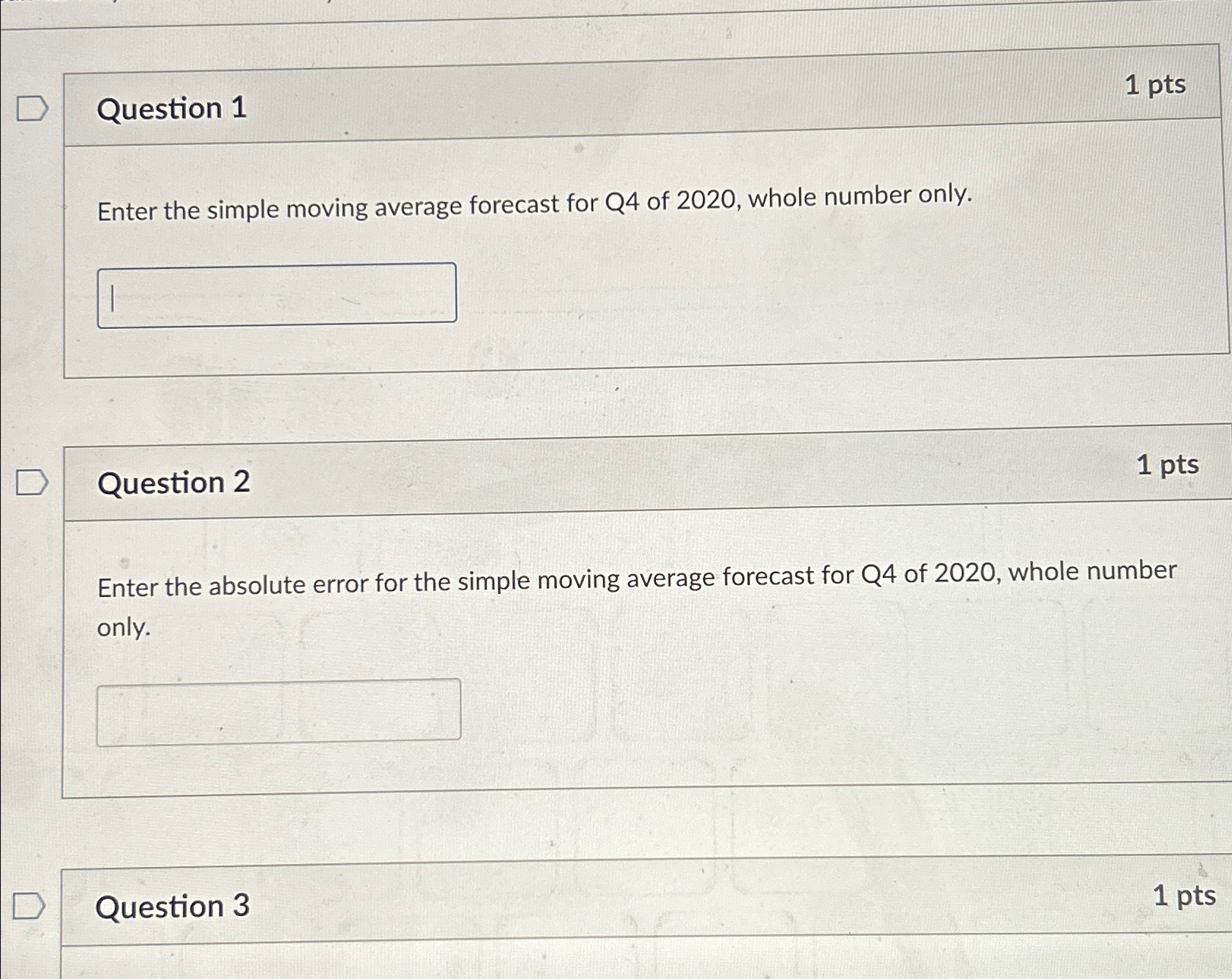 Solved Question Ptsenter The Simple Moving Average Chegg