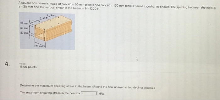 Solved A Square Box Beam Is Made Of Two X Mm Planks Chegg