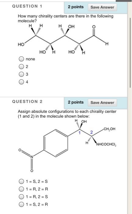 Solved Question Points Save Answer How Many Chirality Chegg