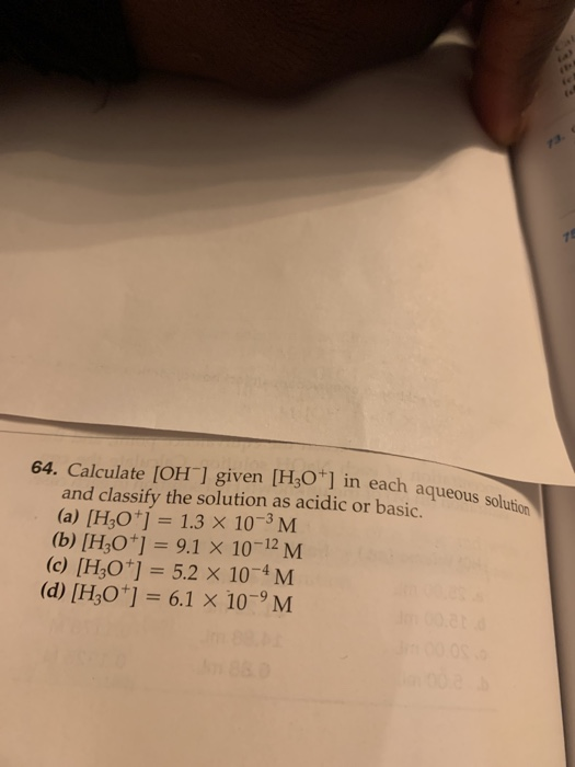 Solved In Each Aqueous Solution Calculate Oh Given Chegg