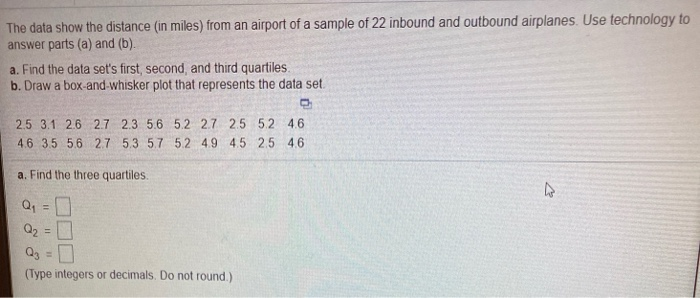 Solved The Data Show The Distance In Miles From An Airport Chegg