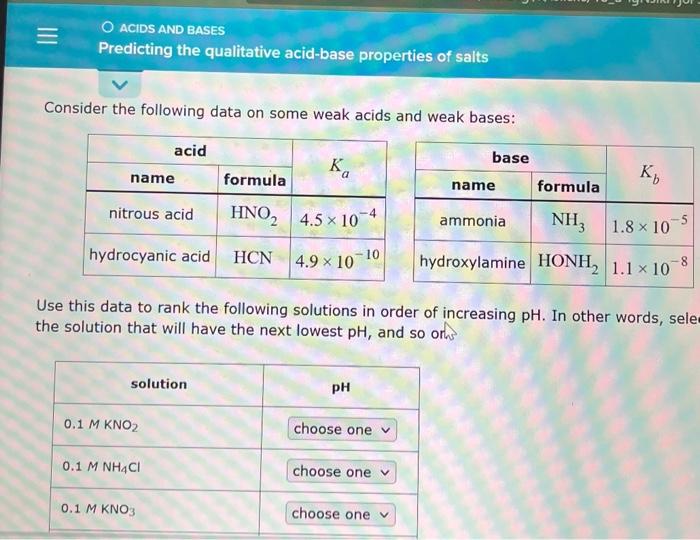 Solved Predicting The Qualitative Acid Base Properties Of Chegg