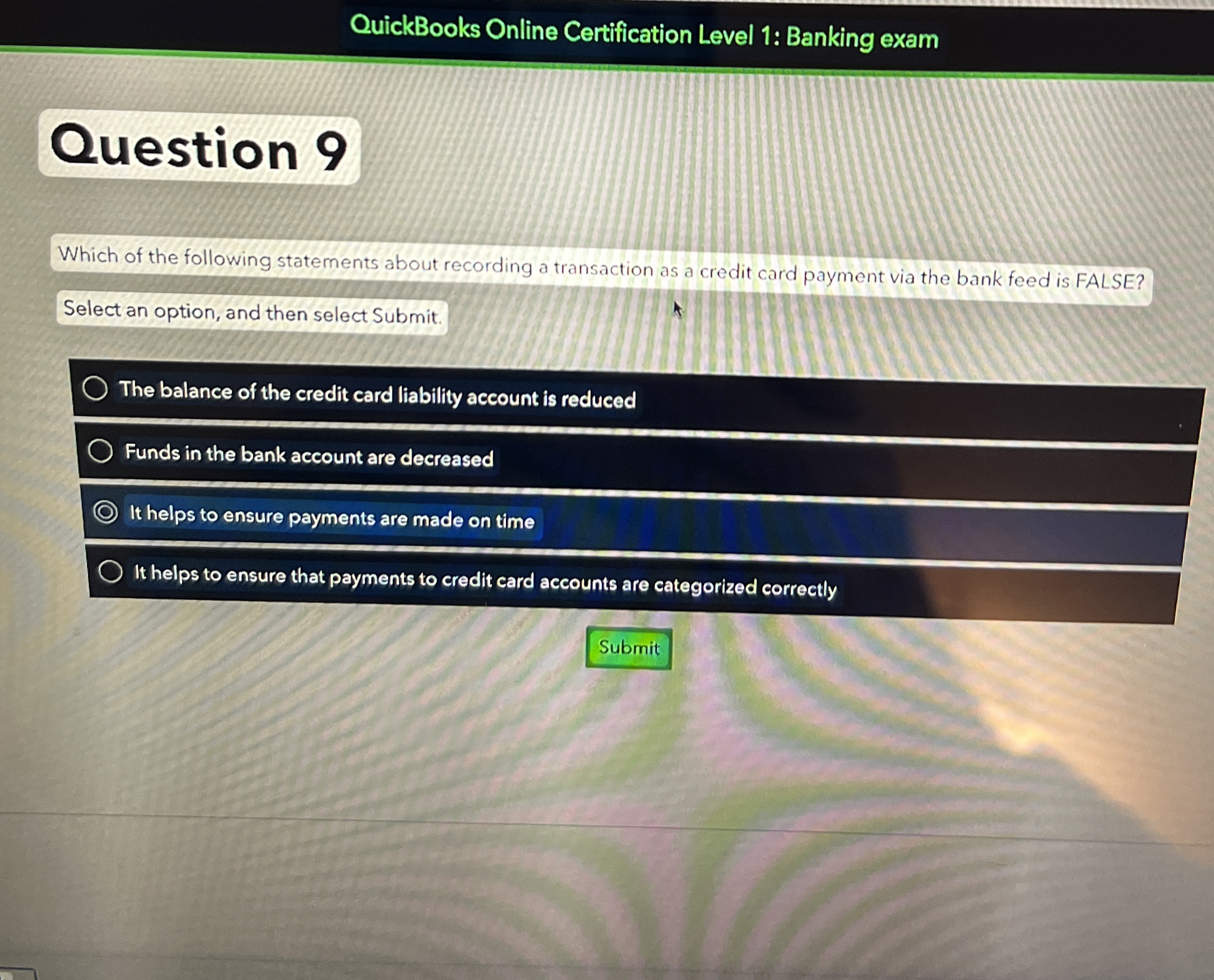 Solved QuickBooks Online Certification Level 1 Banking Chegg