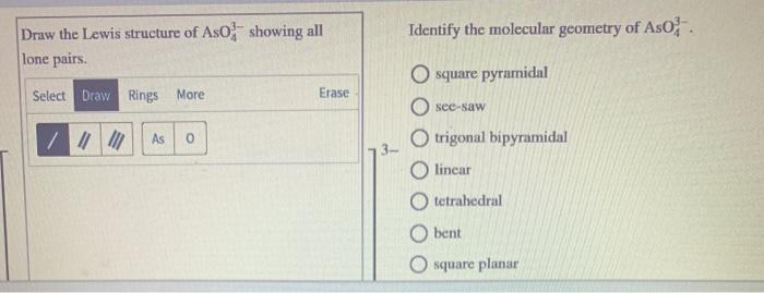 Solved Draw The Lewis Structure Of Aso Showing All Lone Chegg