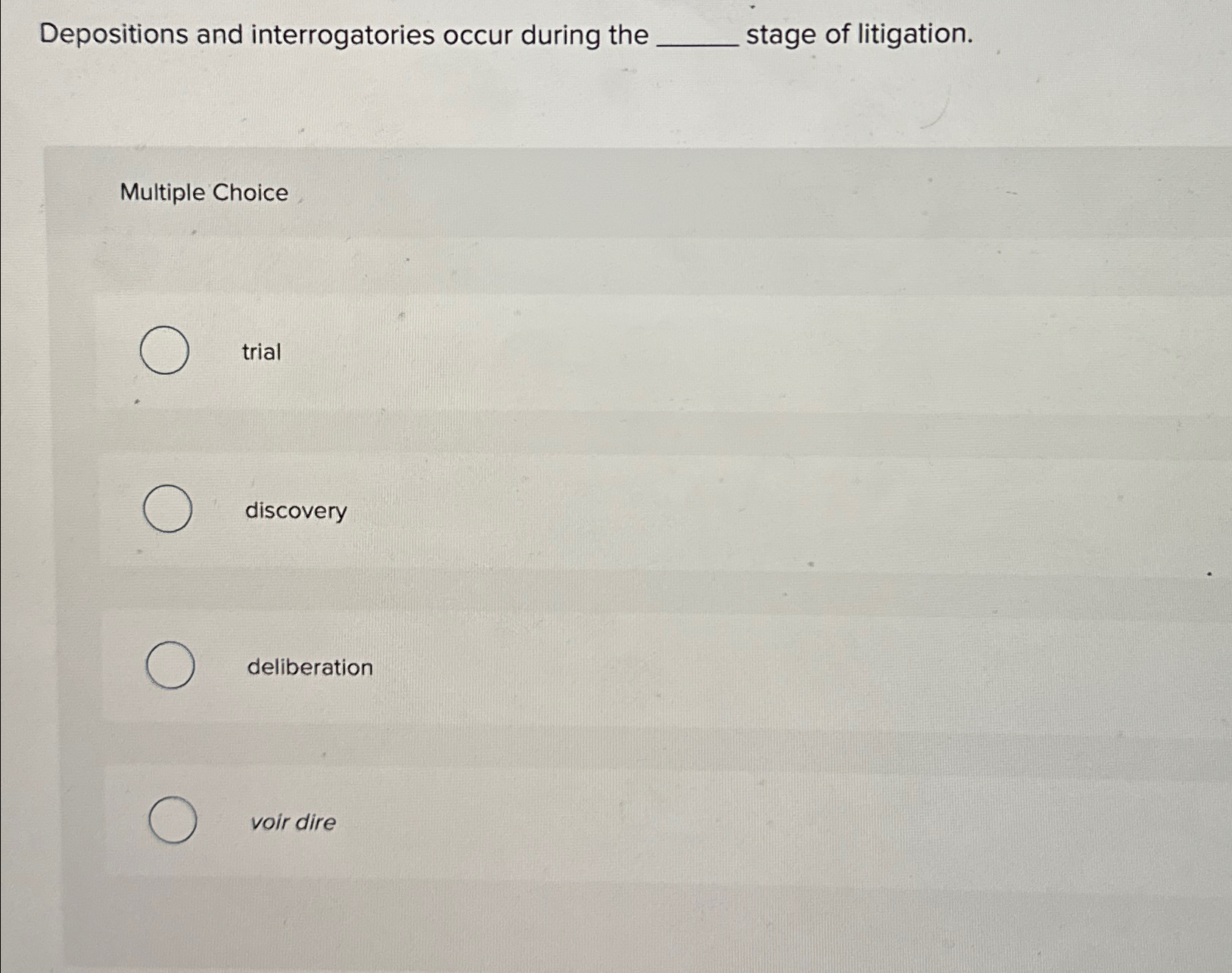 Solved Depositions And Interrogatories Occur During The Chegg