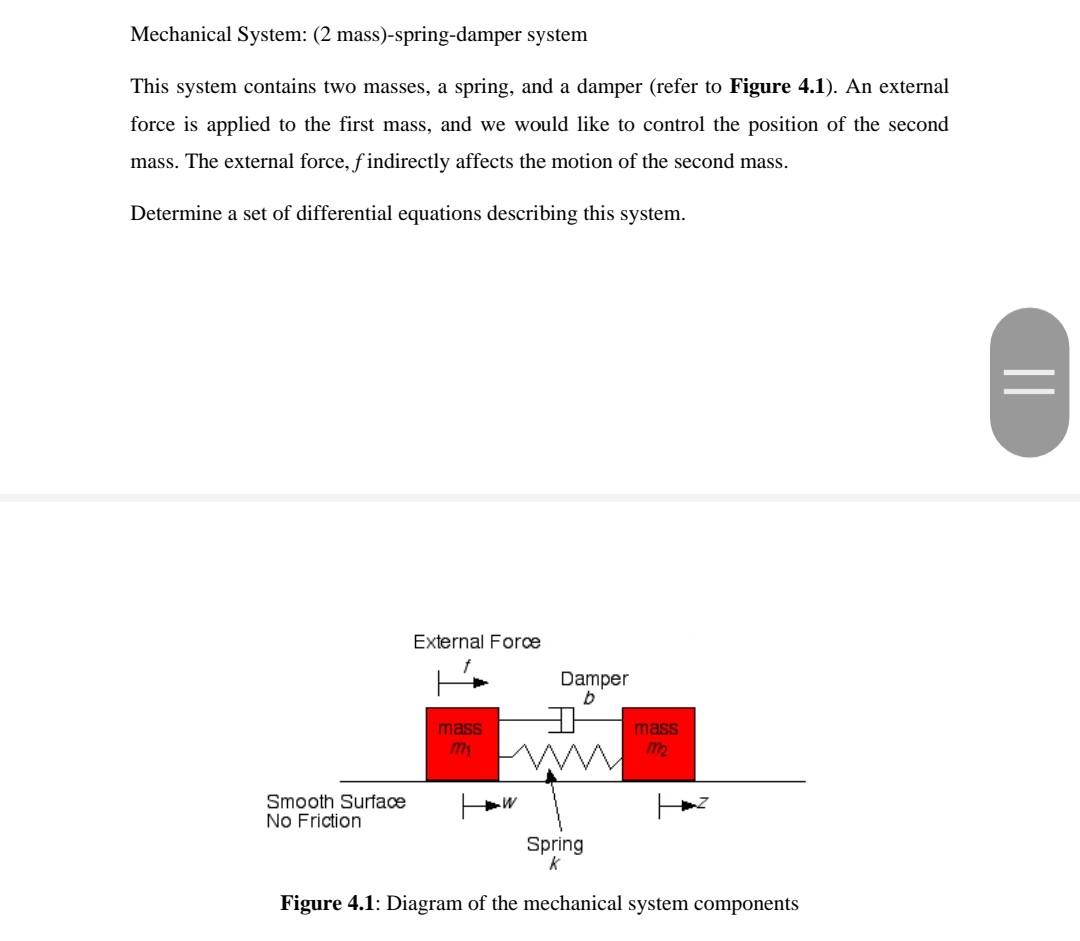 Solved Mechanical System 2 Mass Spring Damper System This Chegg