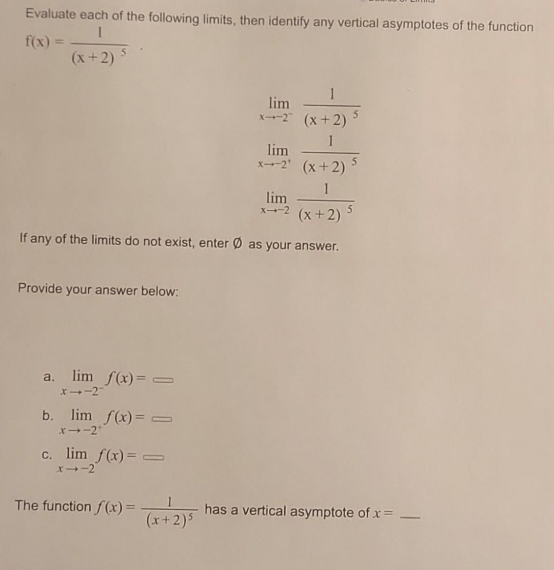 Solved Evaluate Each Of The Following Limits Then Identify Chegg