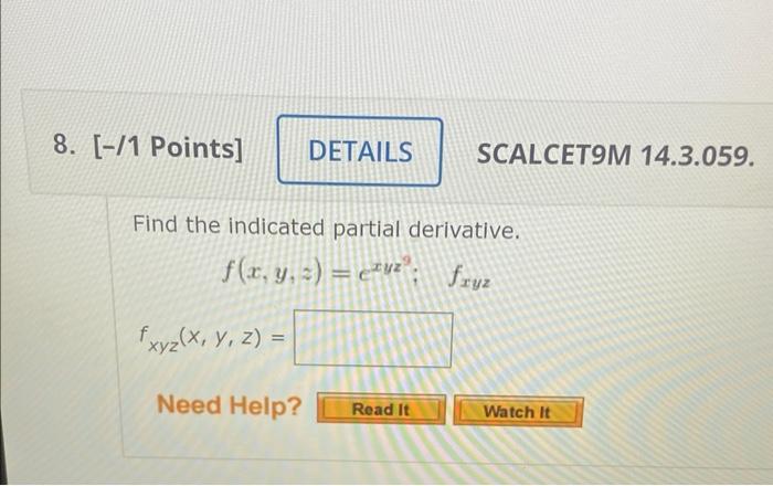 Solved Find The Indicated Partial Derivative Chegg