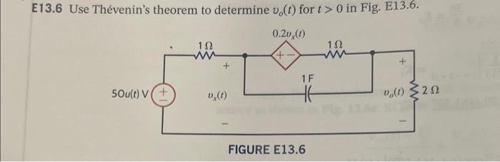 Solved E13 6 Use Thévenin s theorem to determine vo t for Chegg