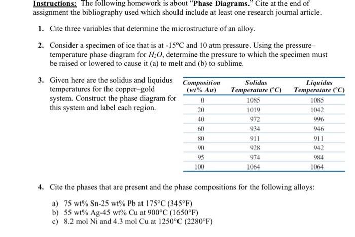 Solved A Phase Diagram Is A Pressure Temperature Graph Th Ch