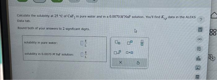 Solved Calculate The Solubility At 25 C Of CaF2 In Pure Chegg