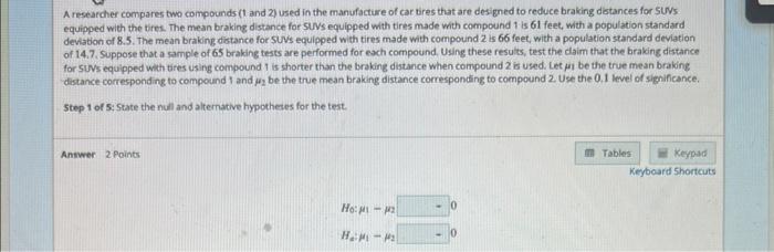 Solved A Researcher Compares Two Compounds And Used Chegg