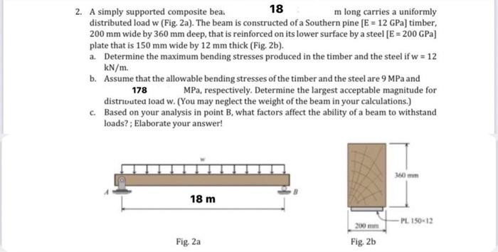 Solved 18 2 A Simply Supported Composite Bea M Long Chegg