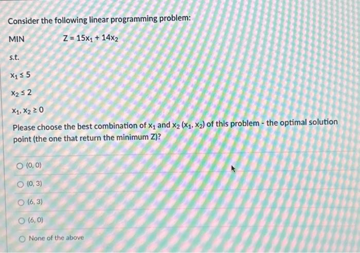 Solved Consider The Following Linear Programming Problem Chegg