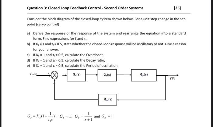 Solved Consider The Block Diagram Of The Closed Loop System Chegg