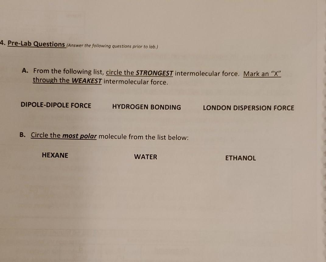 Solved 4 Pre Lab Questions Answer The Following Questions Chegg