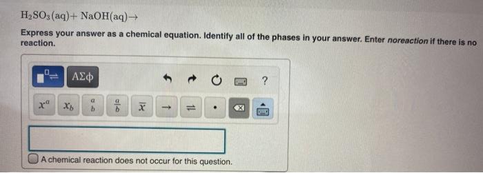 Solved H So Aq Naoh Aq Express Your Answer As A Chegg