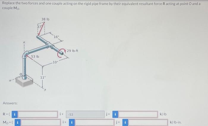 Solved Replace The Two Forces And One Couple Acting On The Chegg