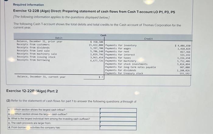 Solved Required Information Exercise B Algo Direct Chegg