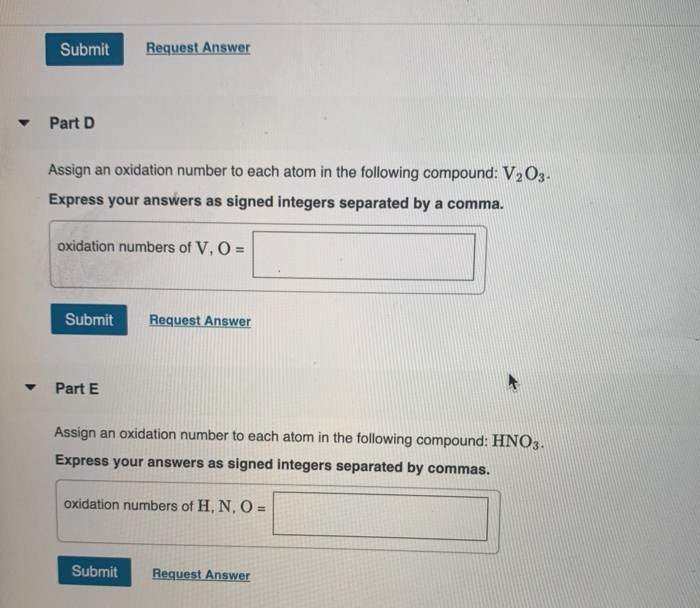 Solved Assign An Oxidation Number To Each Atom In The Chegg