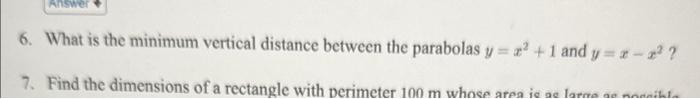 Solved What Is The Minimum Vertical Distance Between The Chegg