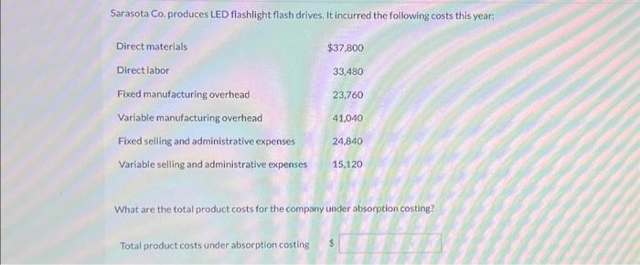 Solved Sarasota Co Produces LED Flashlight Flash Drives It Chegg