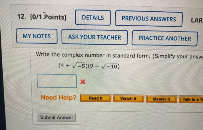 Solved 12 0 1points DETAILS PREVIOUS ANSWERS LAR MY NOTES Chegg