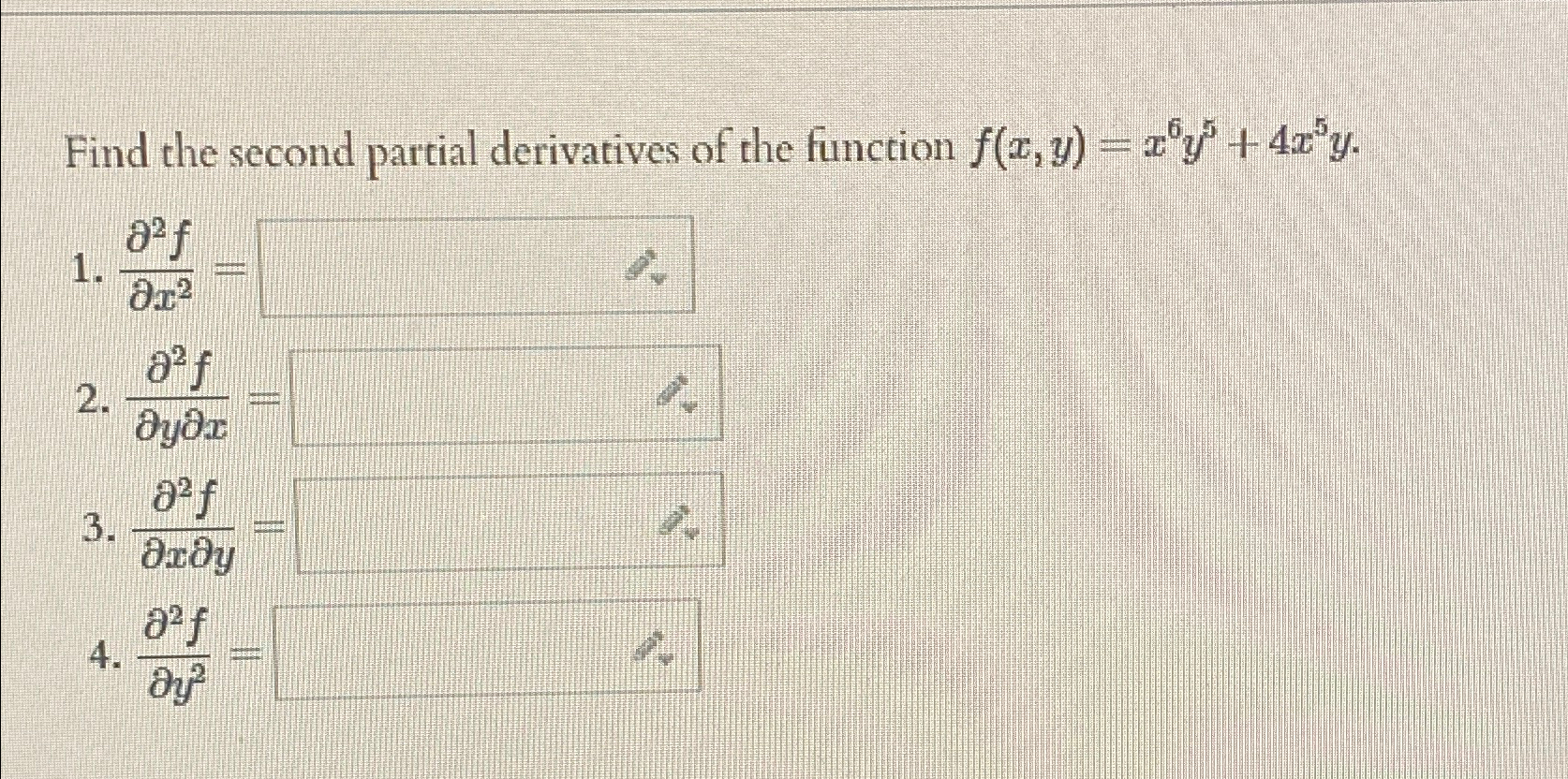 Solved Find The Second Partial Derivatives Of The Function Chegg