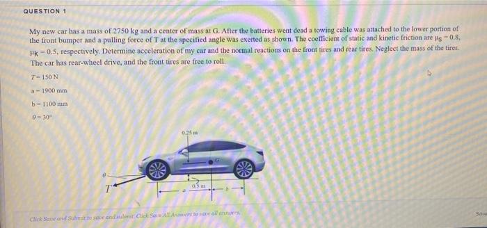 Solved Question My New Car Has A Mass Of Kg And A Chegg