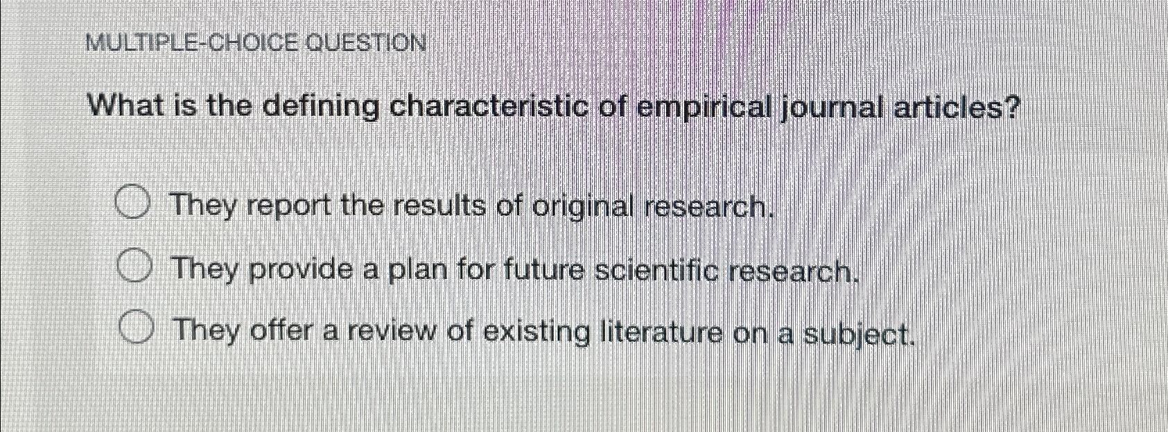 Solved MULTIPLE CHOICE QUESTIONWhat Is The Defining Chegg