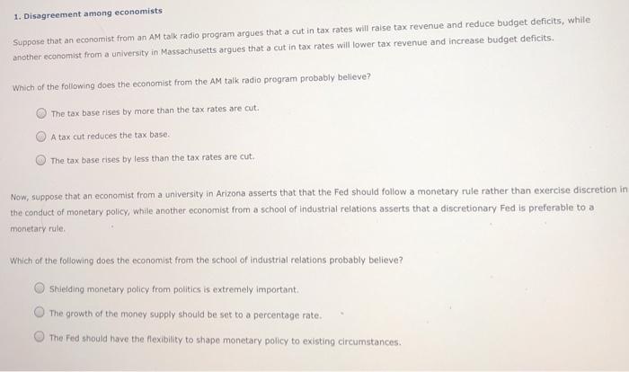 Solved Disagreement Among Economists Suppose That An Chegg