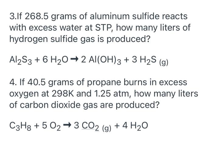 Solved If Grams Of Aluminum Sulfide Reacts With Chegg