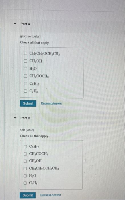 Solved Pick An Appropriate Solvent S From Table To Dissolve Chegg