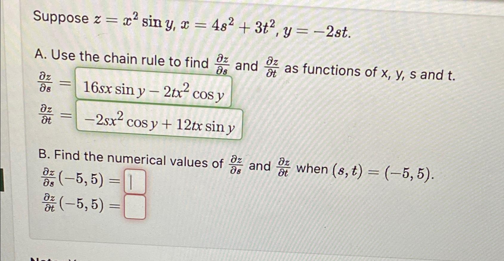 Solved Suppose Z X Siny X S T Y St A Use The Chain Chegg