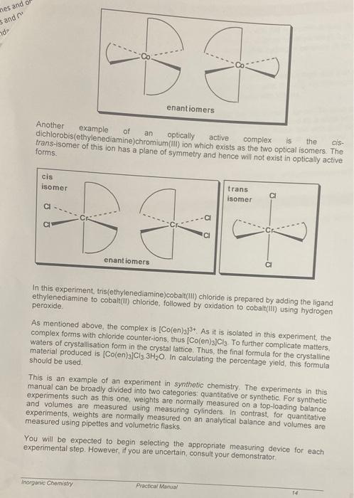 Solved Project Tris Ethylenediamine Cobalt Iii Project Chegg