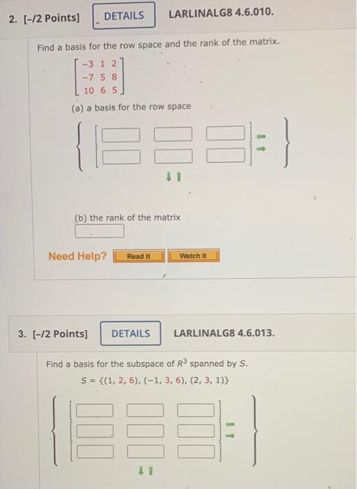 Solved Find A Basis For The Row Space And The Rank Of The Chegg