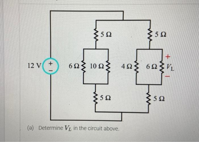 Solved A Determine VL In The Circuit Above Chegg