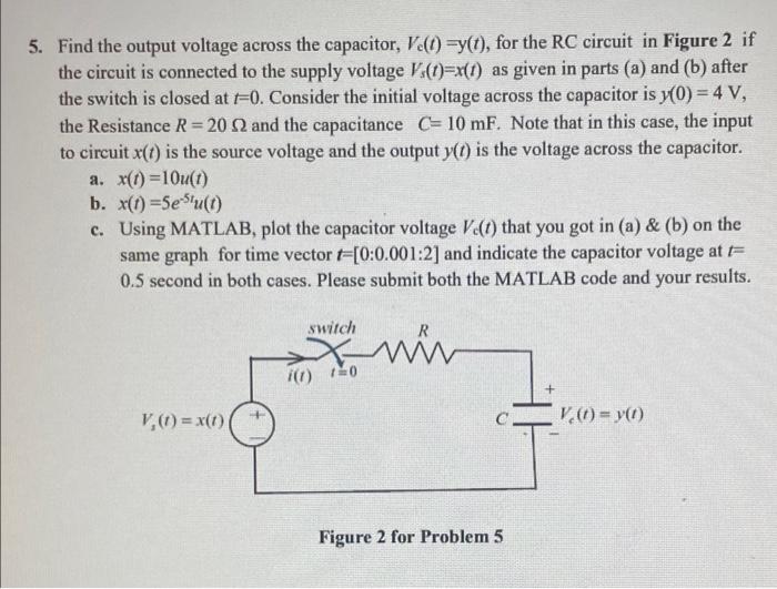 Solved 5 Find The Output Voltage Across The Capacitor Chegg