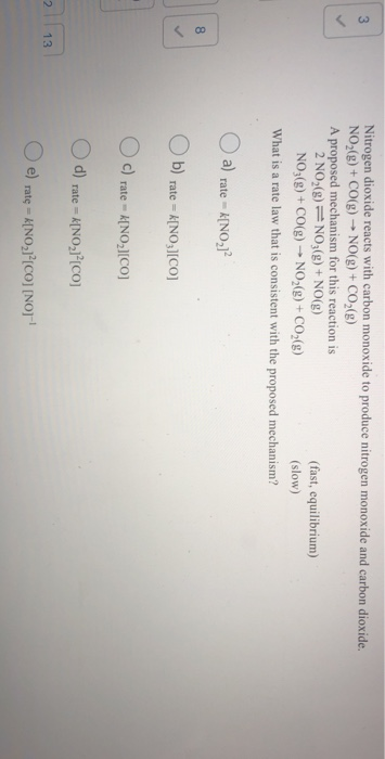 Solved Nitrogen Dioxide Reacts With Carbon Monoxide To Chegg