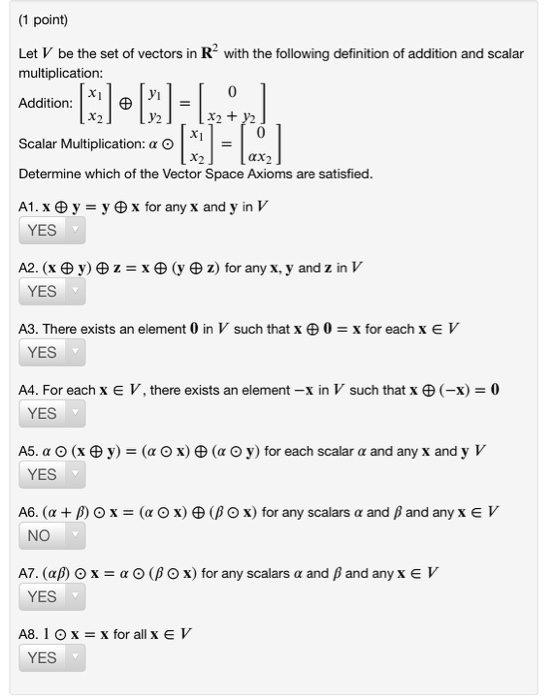 Solved Point Let V Be The Set Of Vectors In R With The Chegg