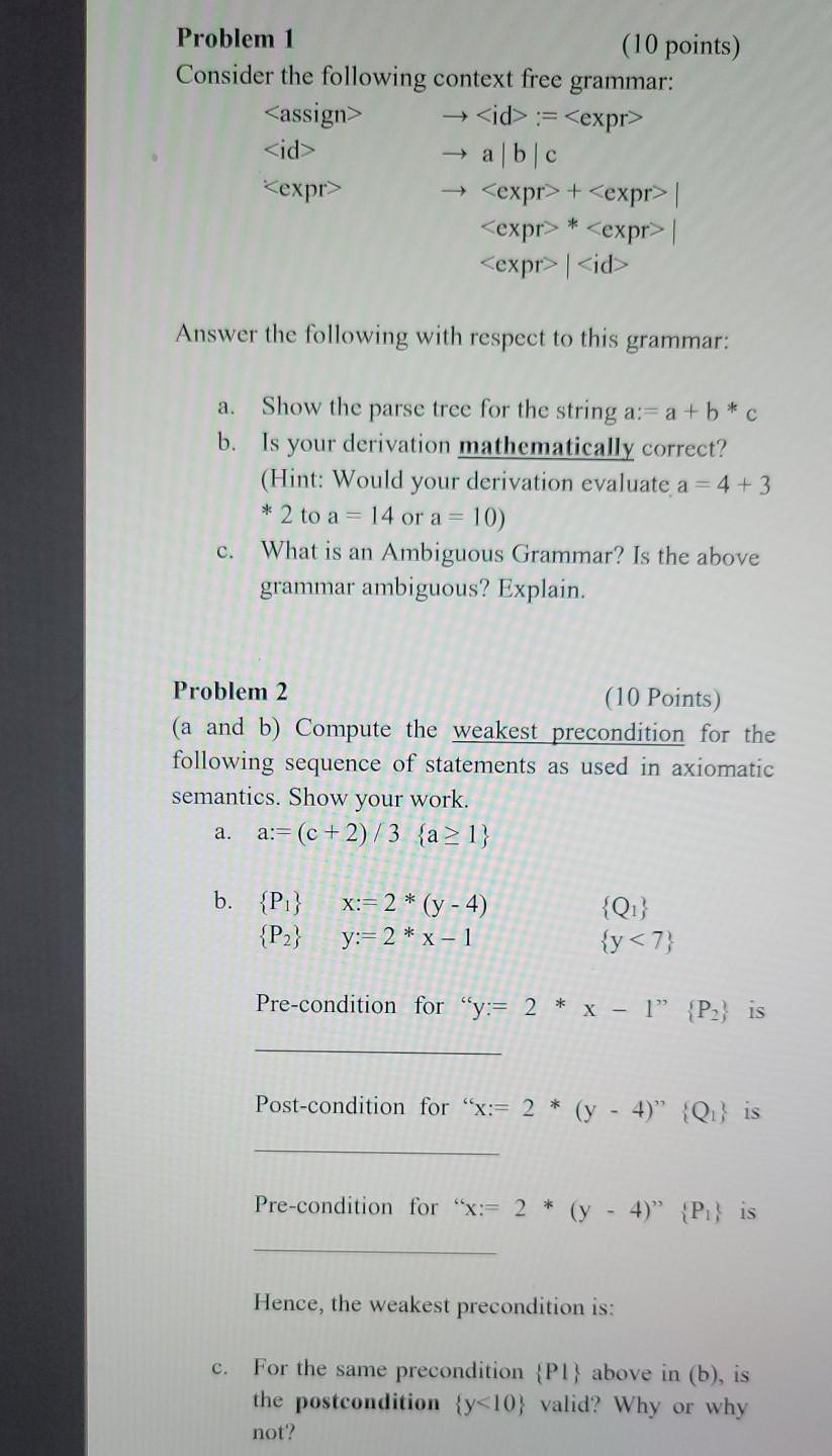 Solved Problem Points Consider The Following Context Chegg